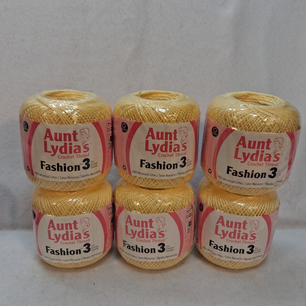 Aunt Lydia's Crochet Thread Fashion 3 Maize Yellow 6 Balls 150yd Each NEW
